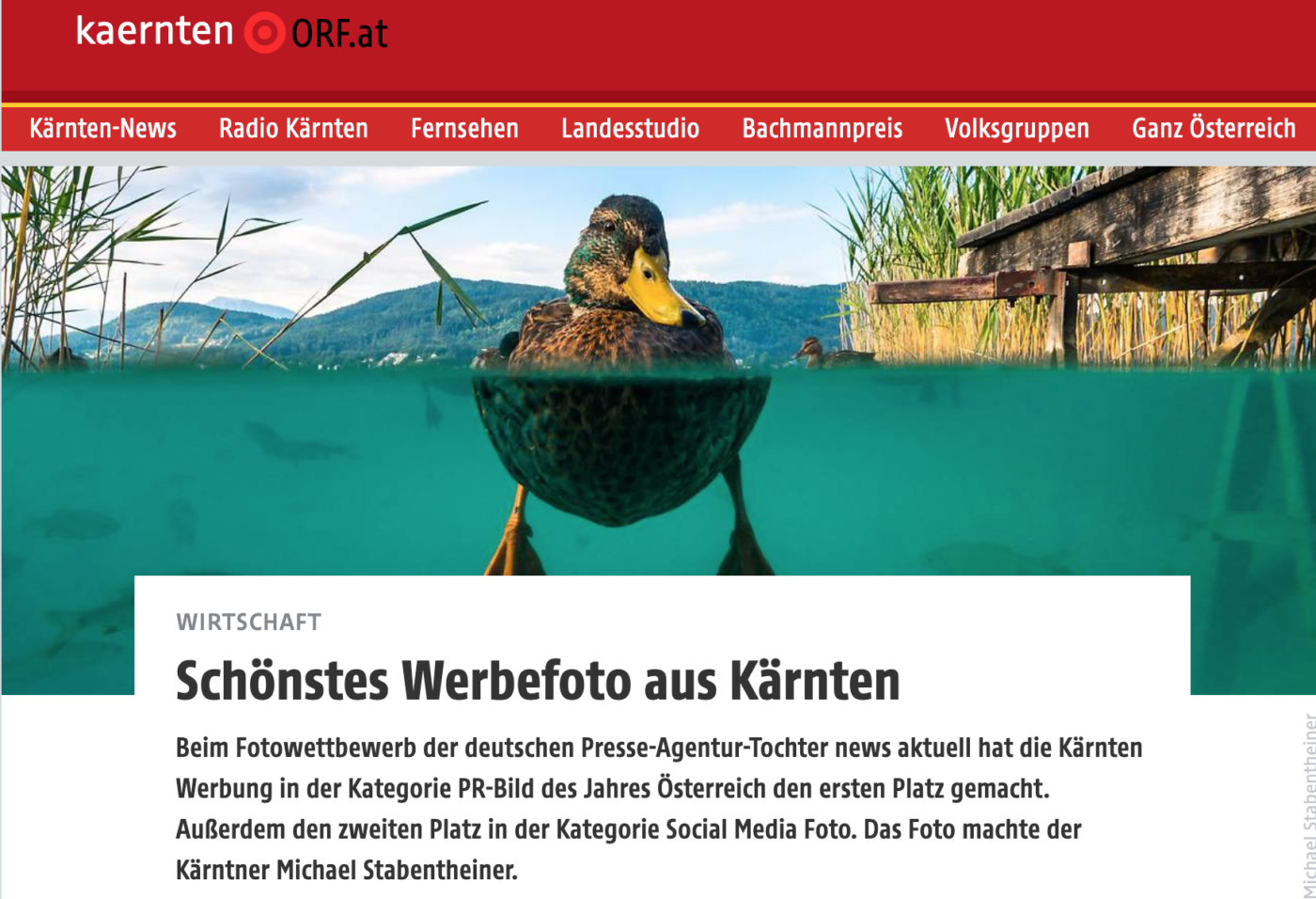 Berichterstattung zum PR Bild Award im ORF